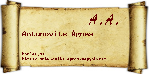Antunovits Ágnes névjegykártya
