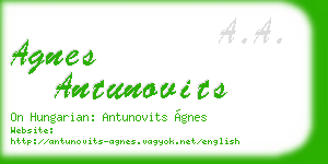 agnes antunovits business card